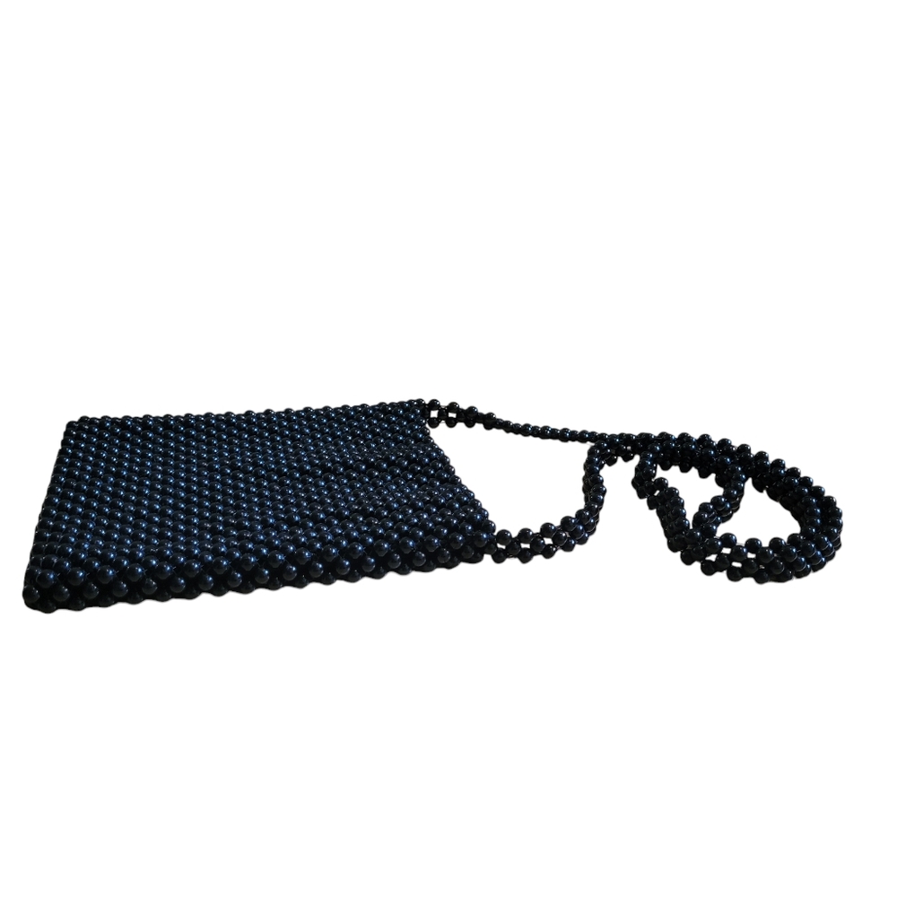 Black Cross Body Beaded Satin Lined Purse - Picture 5 of 8